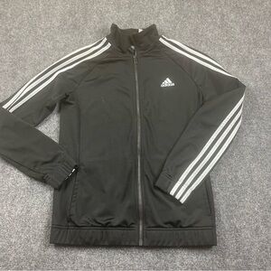 ADIDAS Women’s Black Track jacket warm Up 3 white stripes on sleeve size Medium